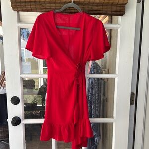 Elegant Red Wrap Dress Medium